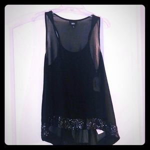 Sheer tank with sequin border
